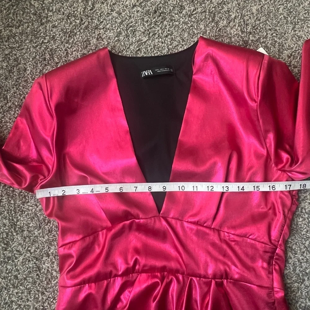 Zara Glam Party Ready Pink Metallic Long Sleeve Mini‎ Dress